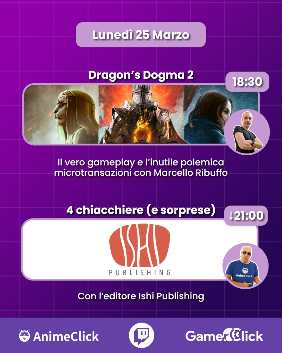 AnimeClick e GamerClick su Twitch: programma dal 25 al 31 marzo